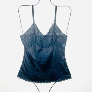 Vintage Vanity Fair Black Nylon Lace Trim Lingerie Cami Tank Womens 34​